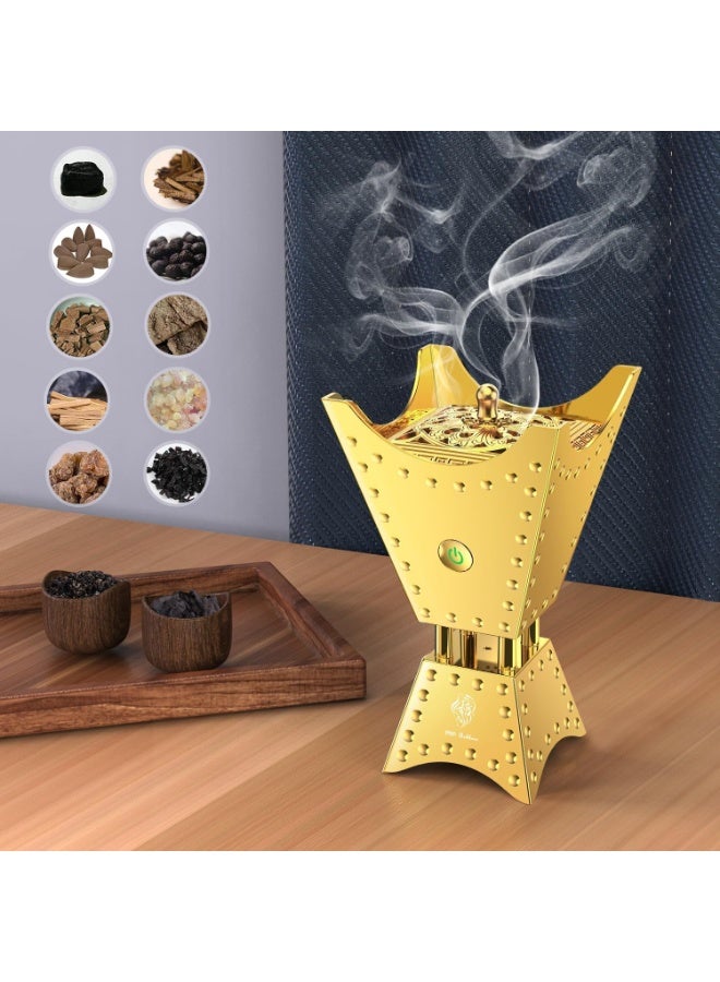 Luxury electric metal incense burner, Quran speaker, compact and portable, remote control, app control - Gold - Image 4