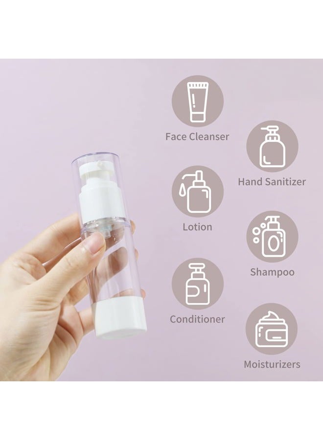 LONGWAY 1 Oz 30ml Clear Airless Cosmetic Cream Pump Bottle Travel Size Dispenser Refillable Containers/Foundation Travel Pump Bottle for Shampoo (Pack of 6) - Image 3