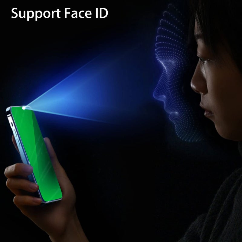 BWEDXEZ 2 PCS Anti-Blue Privacy Tempered Glass Mirror Anti-Spy Screen Protector Anti-Peeping Film Compatible with iPhone 14 Plus /iPhone 13 Pro Max, 6.7 inch Electroplated 9H Hardness Anti-scratch (Green) - Image 4
