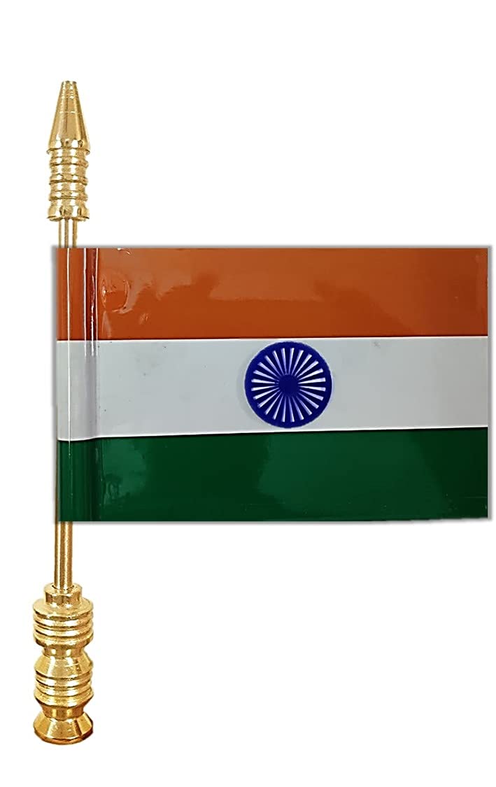 UNIq Indian Car 3D Flag - Outdoor Car D?cor/Bonnet with Large Metal Rod Suitable for All Car Models with Double Made of Aluminium. (Flag with Large Metal Rod) - Image 1