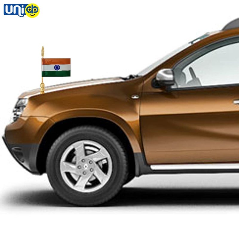UNIq Indian Car 3D Flag - Outdoor Car D?cor/Bonnet with Large Metal Rod Suitable for All Car Models with Double Made of Aluminium. (Flag with Large Metal Rod) - Image 2