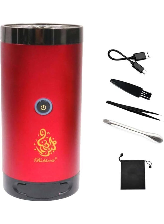 Bakhoor BoSidin Stylish Portable Incense Burner | USB Rechargeable Oud burner | Electric Arabic Mubkhara Device for Home Office and Car (X020-Red) - Image 3