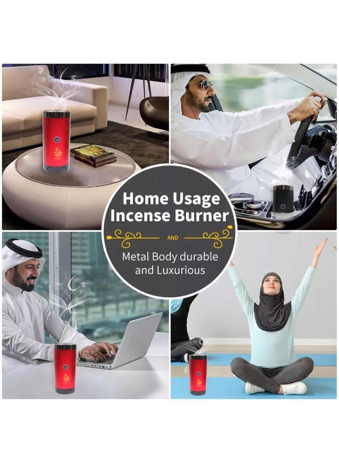 Bakhoor BoSidin Stylish Portable Incense Burner | USB Rechargeable Oud burner | Electric Arabic Mubkhara Device for Home Office and Car (X020-Red) - Image 4