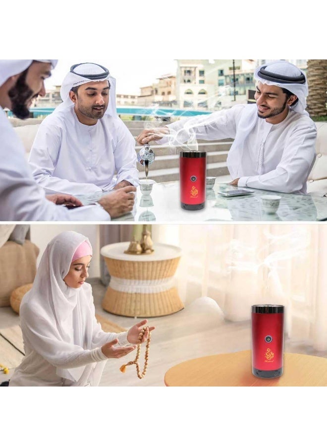 Bakhoor BoSidin Stylish Portable Incense Burner | USB Rechargeable Oud burner | Electric Arabic Mubkhara Device for Home Office and Car (X020-Red) - Image 2