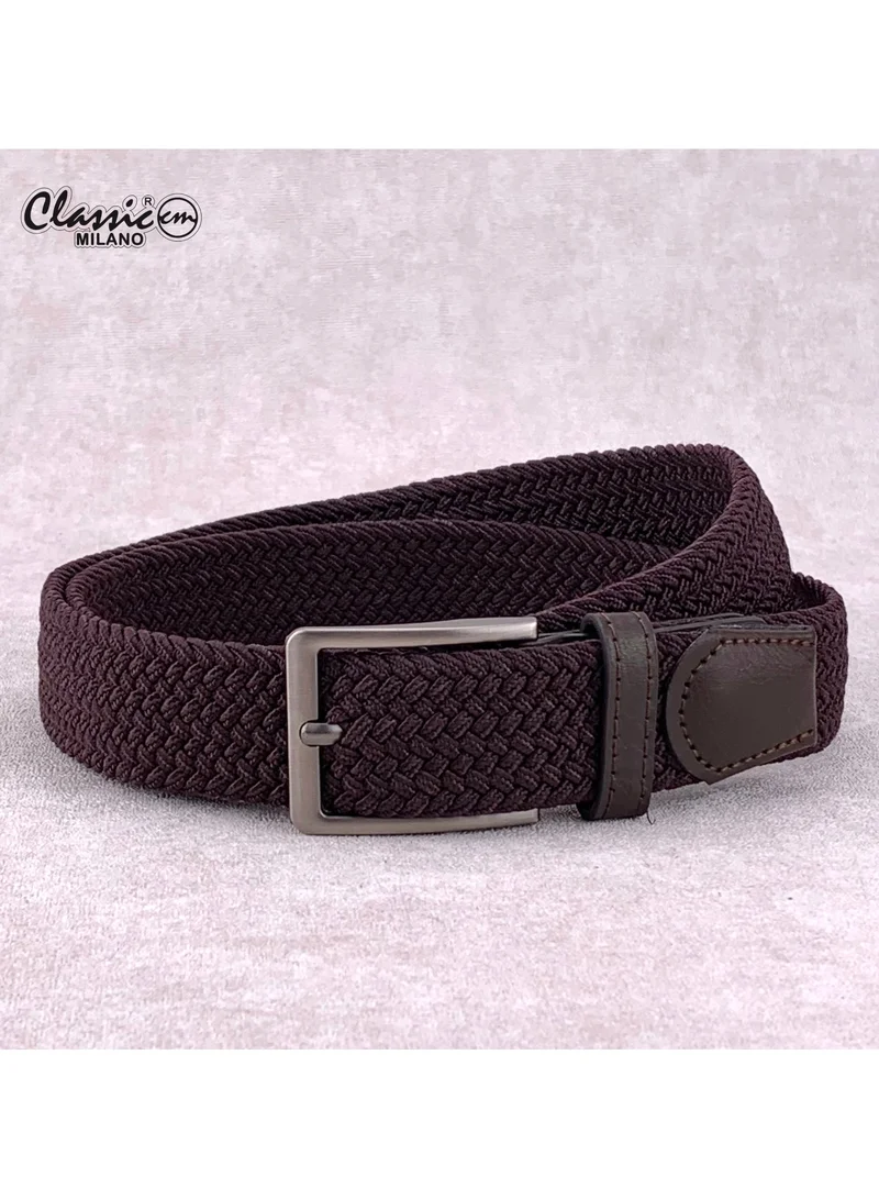 Classic Milano Braided Cotton Elastic Stretch Belt for Men & Women, Woven Canvas Web Belt with Gift Box, Adjustable Men's Belt | Full Length: 110CM (Free Size - Fits up to the waist of 40 Inches / 100 CM)
