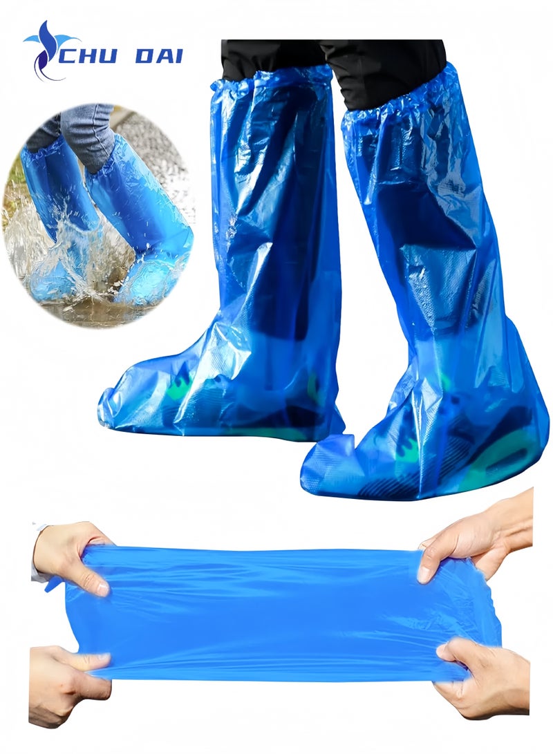 CHU DAI 20 Pcs Disposable Shoe Covers and Thicker Boot,50cm Tall Large,Waterproof Sandproof Anti-Slip Overshoe (10 Pairs),Outdoor Indoors Overshoes(Blue)  - Image 1