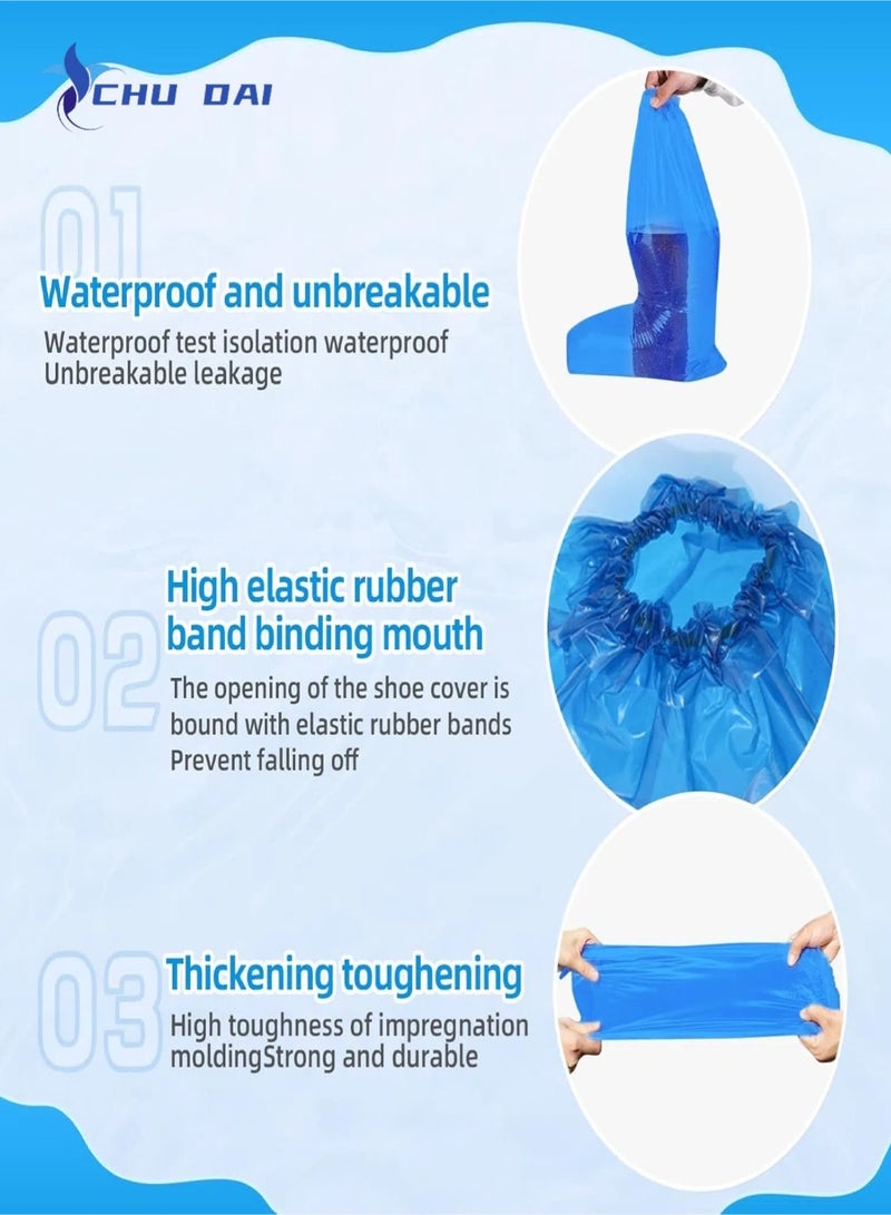 CHU DAI 20 Pcs Disposable Shoe Covers and Thicker Boot,50cm Tall Large,Waterproof Sandproof Anti-Slip Overshoe (10 Pairs),Outdoor Indoors Overshoes(Blue)  - Image 5