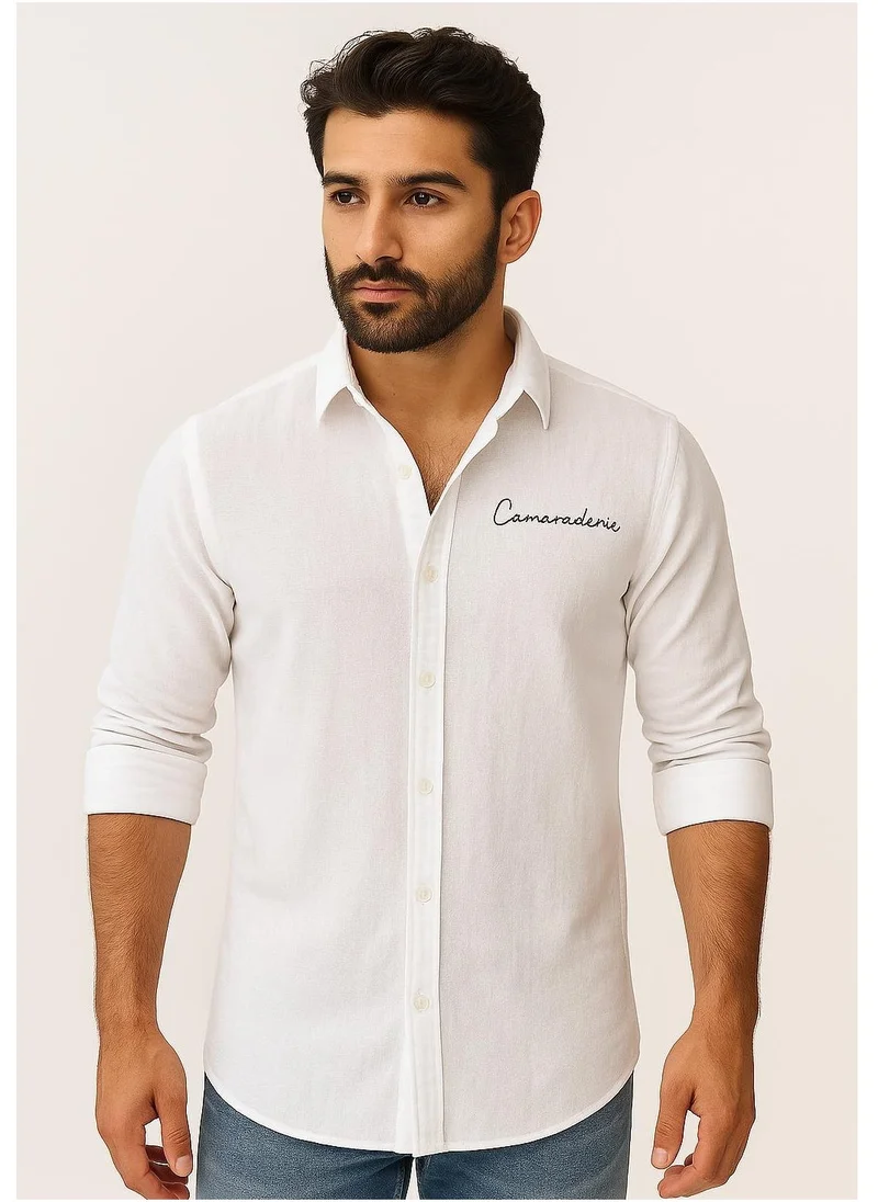 THUGFIT PREMIUM PURE LINEN SHIRT WHITE