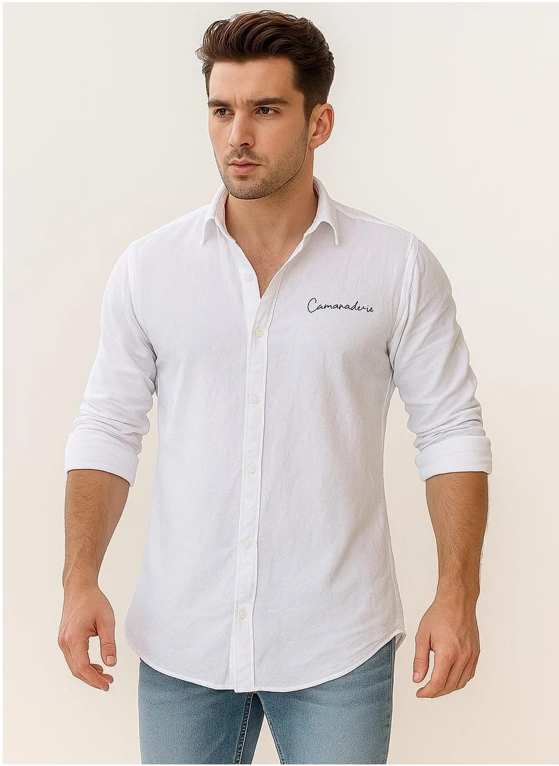 ثوجفيت قميص كتان نقي فاخر أبيض