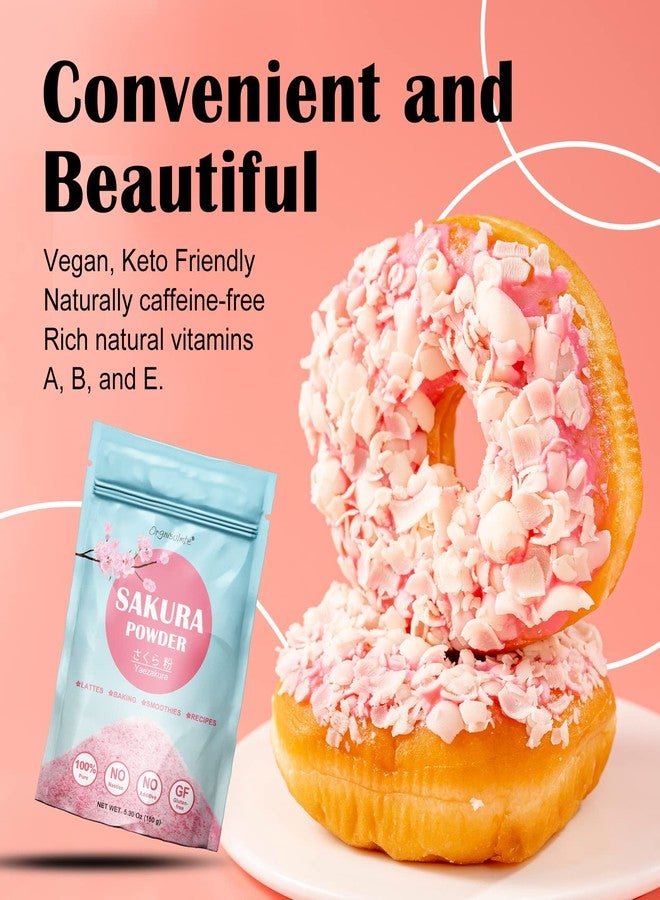 orgnisulmte Sakura Powder 100% Japanese Cherry Blossom, Sakura Latte Gluten-Free, Keto Friendly, Made in Japan 5.3 Oz (150g) - Image 3