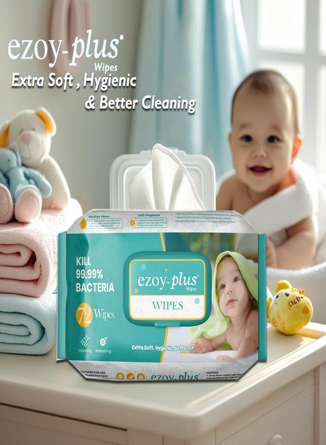 Ezoyplus Premium Baby Wipes 72 pcs (Pack of 3) Ultra Soft with Bubble Sheet & | Prevents Rashes with Vitamin E, Aloe Vera, Almond Oil, Jojoba Oil (BABY WIPES, 216 pcs) - Image 2