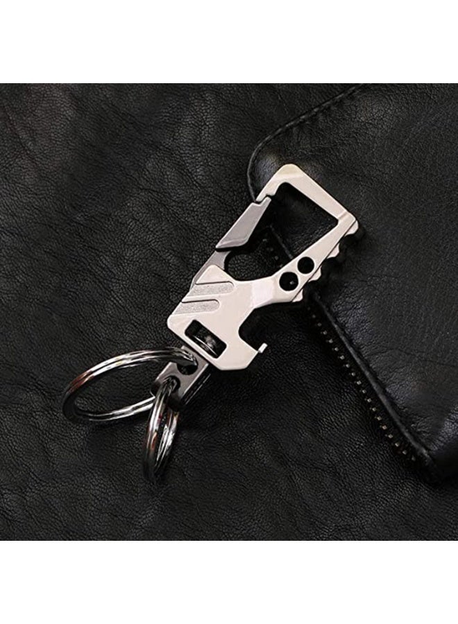 2Pcs Keychains with Bottle Opener Function, EDC Car Keychain Tactical Carabiner Key Ring with Clip, Heavy Duty Zinc Alloy Key Chain for Men and Women, Black Gold & Silver Black - Image 3
