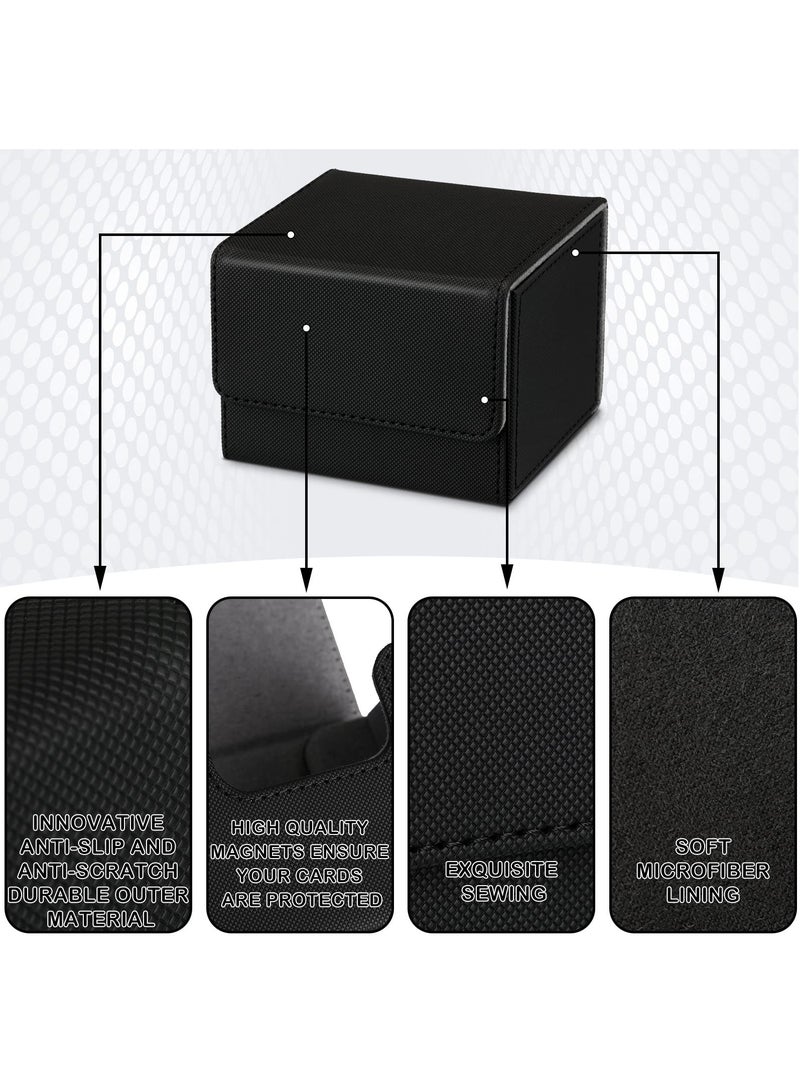 Leather Deck Card Boxes (2 Pack) - Large Game Cases for 100+ Sleeved Cards, Ideal for Collectible Card Games, Poker, MTG, TCG - Available in Black and White. - Image 3