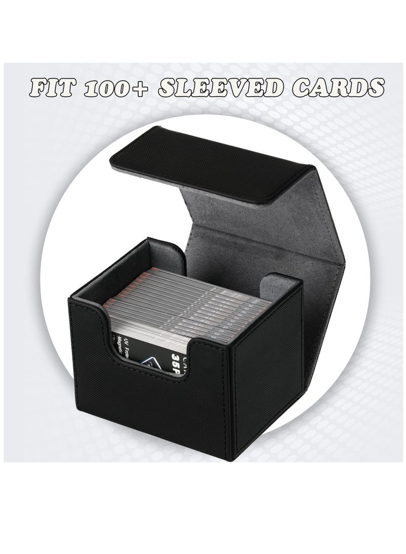 Leather Deck Card Boxes (2 Pack) - Large Game Cases for 100+ Sleeved Cards, Ideal for Collectible Card Games, Poker, MTG, TCG - Available in Black and White. - Image 5