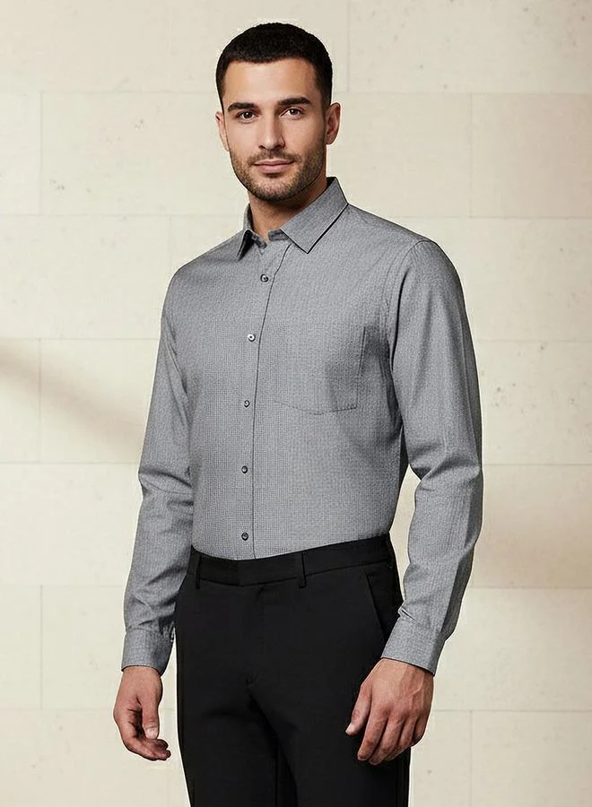 Splash FAV Men Slim Fit Collared Textured Long Sleeves Shirt