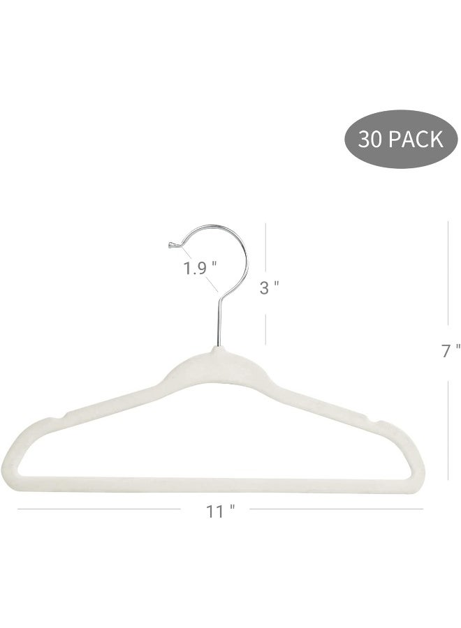 ManGotree ManGotree Velvet Baby Clothes Hangers, Baby Toddler Kids Hangers with Swivel Hook, Notched Shoulder Design for Kids and Children Clothes (30 Pack, Beige)  - Image 2