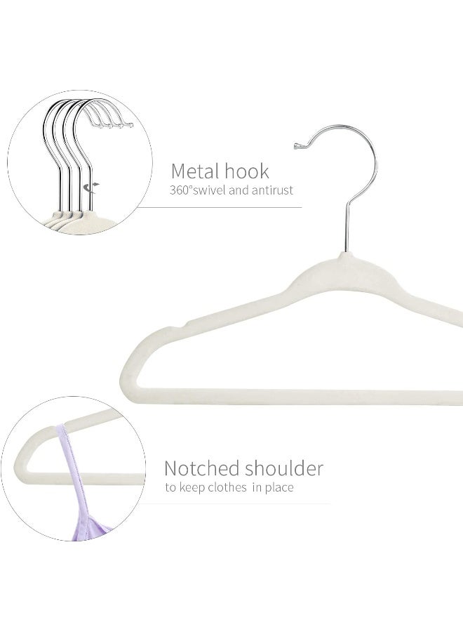 ManGotree ManGotree Velvet Baby Clothes Hangers, Baby Toddler Kids Hangers with Swivel Hook, Notched Shoulder Design for Kids and Children Clothes (30 Pack, Beige)  - Image 3