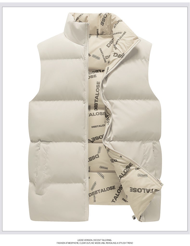 Men'S Vest 2023 New Double-Sided Wear Thickened Warm Outdoor Sports Leisure Printed Cotton Wipe - Image 1