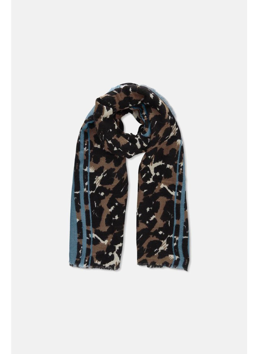 Fire & Glory Women Printed Scarf 75 x 200 cm, Blue and Black  - Image 2