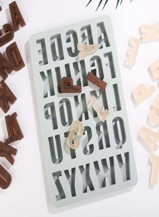 NQEUEPN 26 Cavities Alphabet Template, 10.63x7.09 Inch Silicone Molds Letter Stencils Crayon Template Letters Moulds Chocolate Template for Making Biscuit Cake Dessert (Blue) (Blue) - Image 4