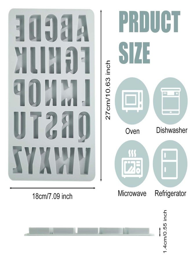 NQEUEPN 26 Cavities Alphabet Template, 10.63x7.09 Inch Silicone Molds Letter Stencils Crayon Template Letters Moulds Chocolate Template for Making Biscuit Cake Dessert (Blue) (Blue) - Image 2