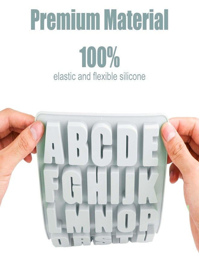 NQEUEPN 26 Cavities Alphabet Template, 10.63x7.09 Inch Silicone Molds Letter Stencils Crayon Template Letters Moulds Chocolate Template for Making Biscuit Cake Dessert (Blue) (Blue) - Image 5