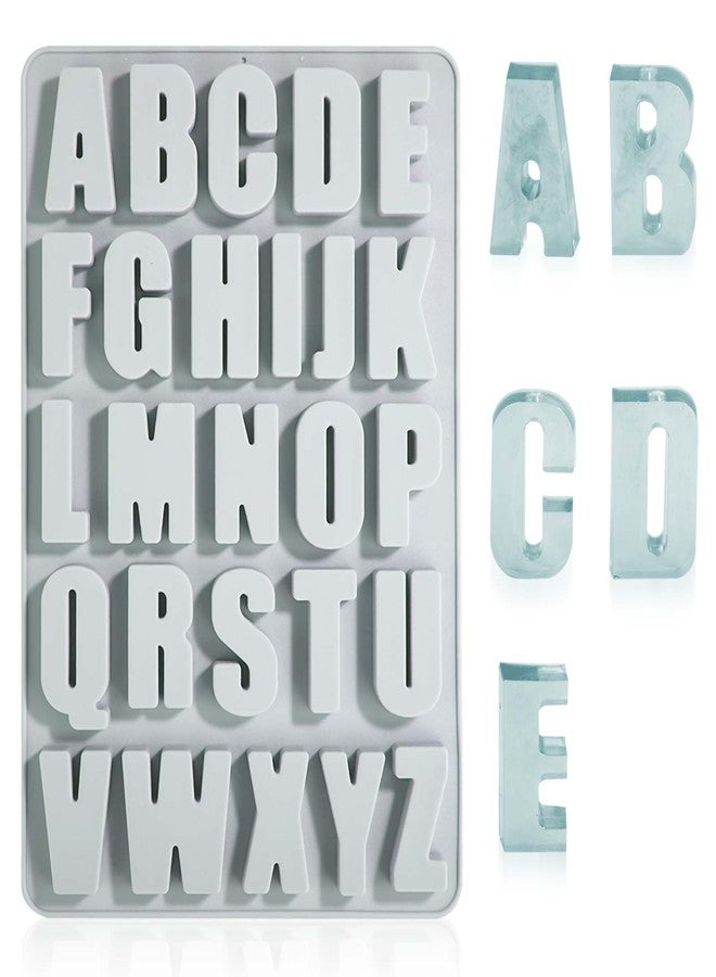 NQEUEPN 26 Cavities Alphabet Template, 10.63x7.09 Inch Silicone Molds Letter Stencils Crayon Template Letters Moulds Chocolate Template for Making Biscuit Cake Dessert (Blue) (Blue) - Image 1
