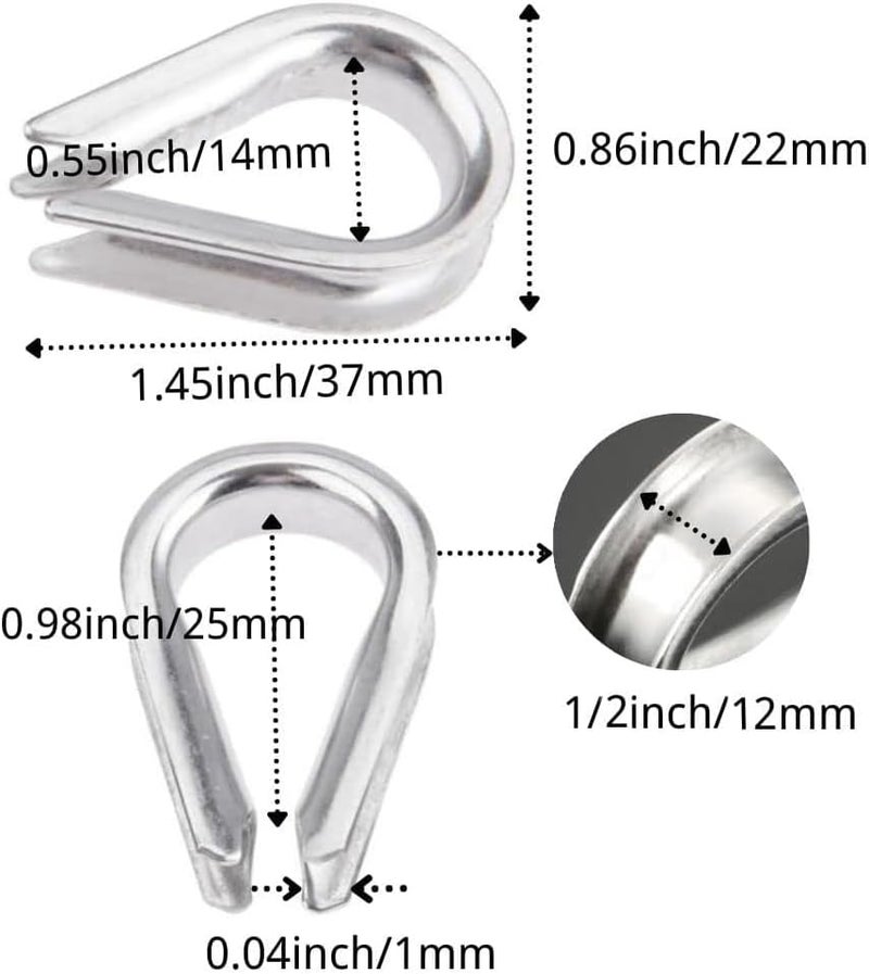 Mtsooning 4Pcs 1/2" Wire Rope Chain Thimble for Boat Rigging Anchor Boat Terminating Splicing 316 Stainless - Image 5