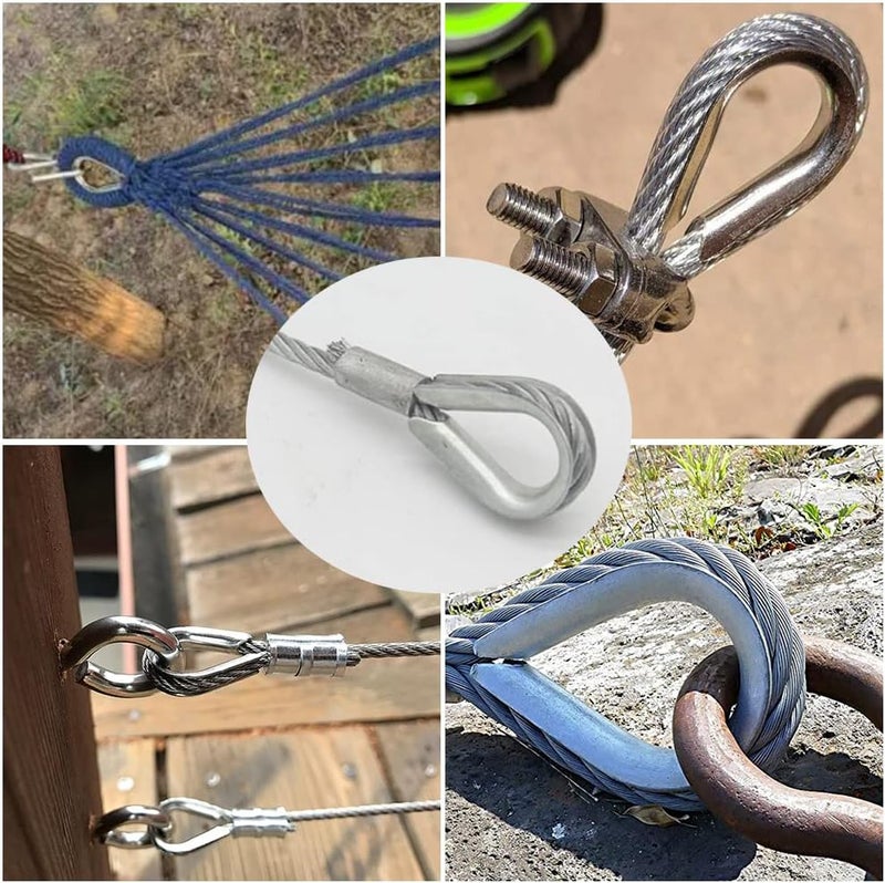 Mtsooning 4Pcs 1/2" Wire Rope Chain Thimble for Boat Rigging Anchor Boat Terminating Splicing 316 Stainless - Image 2