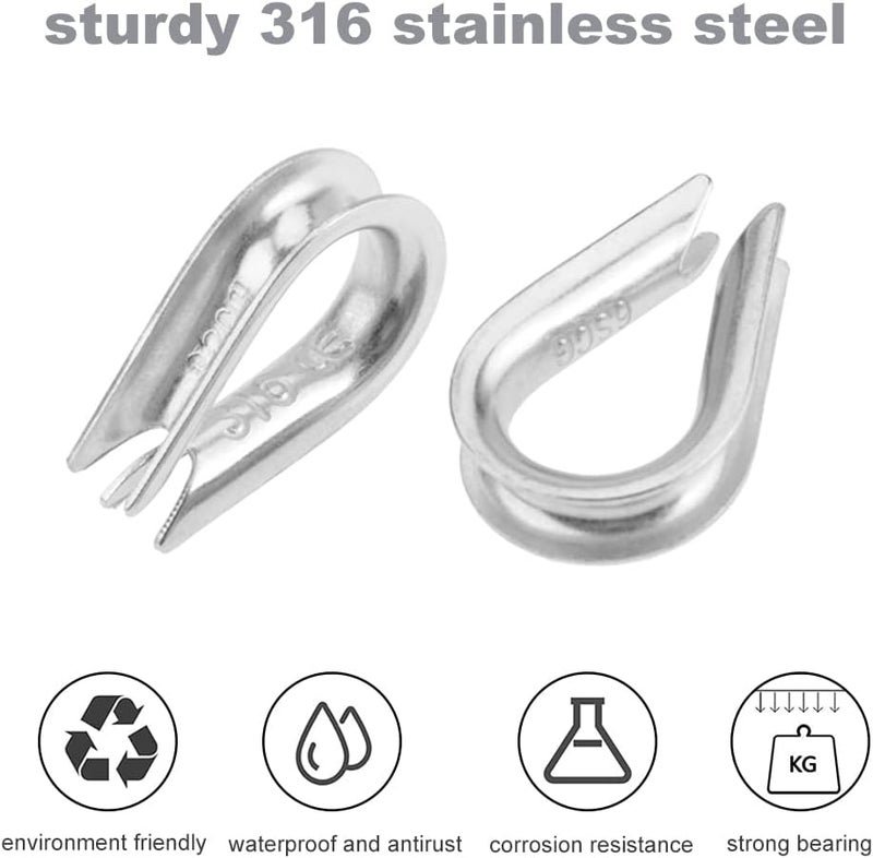 Mtsooning 4Pcs 1/2" Wire Rope Chain Thimble for Boat Rigging Anchor Boat Terminating Splicing 316 Stainless - Image 4