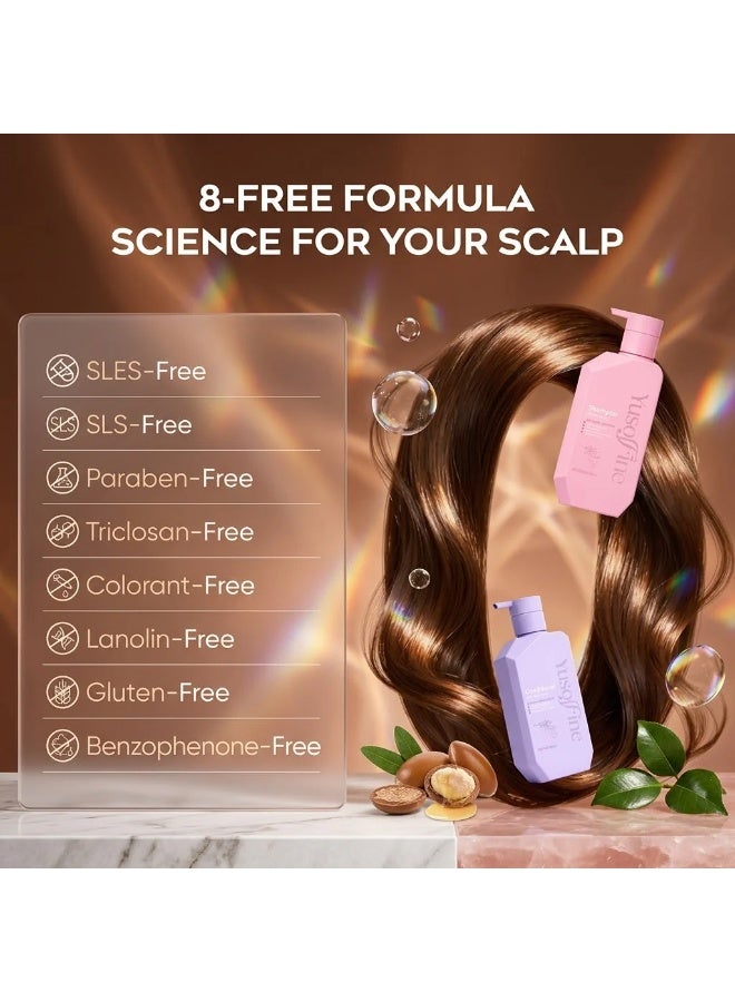 YusoFine Advanced Moisture Lock Argan Shampoo & Conditioner Set Keep hair hydrated and healthy with a formula designed to lock in moisture. It repairs damage, smooths rough cuticles, reduces split ends, enhances softness, and provides lasting nourishment for vibrant, manageable hair every day. - Image 1