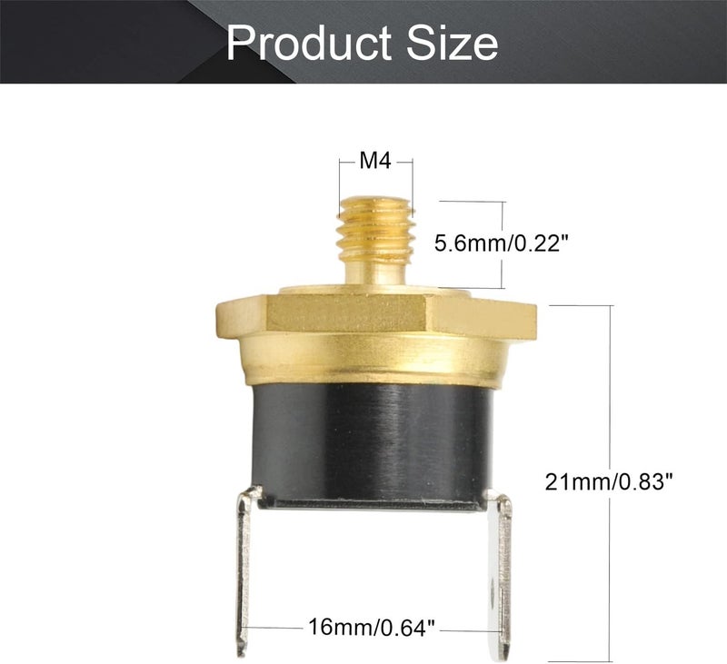 Fielect KSD301 Thermostat Temperature Control Switch,Adjust Snap Disc Temperature Switch 145°C Copper M4 Normally Closed 1 Pcs - Image 2