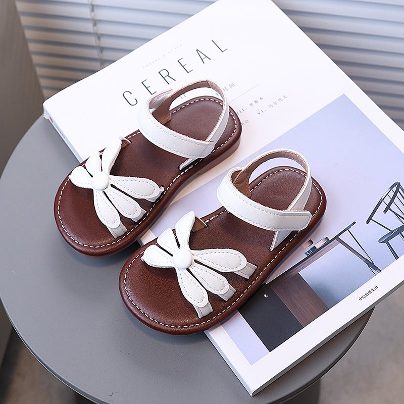 Girls Korean Style Retro Summer Open Toe Flower Baby Beach Sandals Soft Sole Comfortable Roman Sandals For Children - Image 4