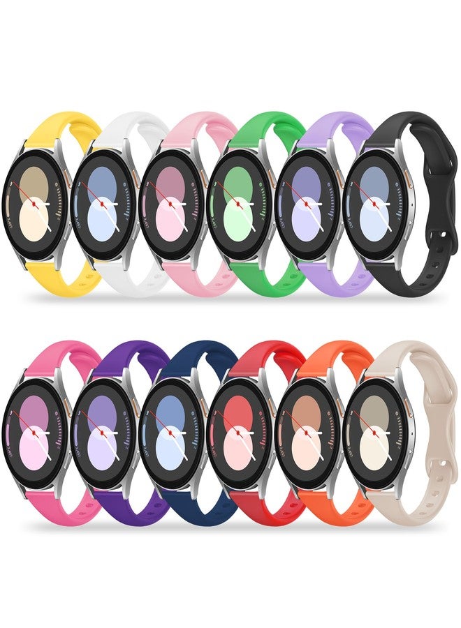 Tiorecime 12 Pack Slim Bands Compatible with Samsung Galaxy Watch 7 6 5 4 FE 40mm 44mm/6 4 Classic 43mm 47mm 42mm 46mm/5 Pro 45mm/Active 2 Band, 20mm Soft Silicone Narrow Thin Strap for Women Men - Image 1