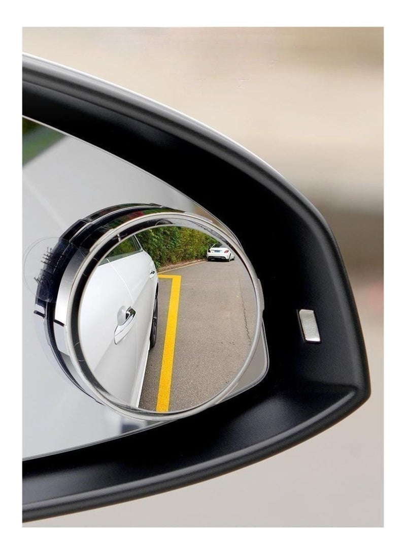 2-Piece Blind Spot Mirror Set Silver 360° Adjustable Wide-angle Suction Cup Type - Image 2