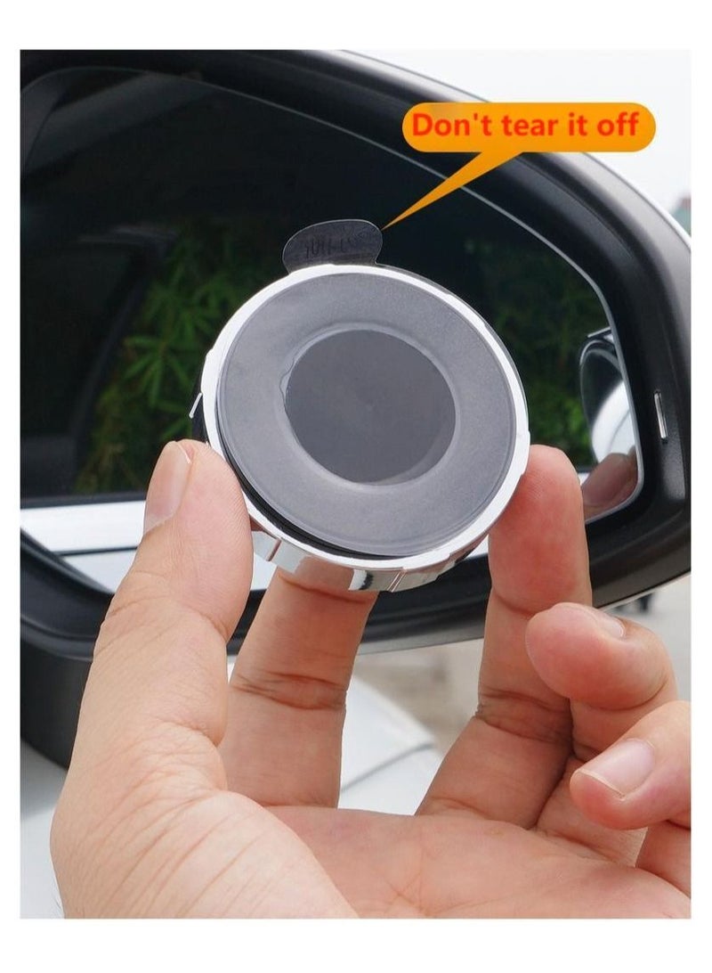 2-Piece Blind Spot Mirror Set Silver 360° Adjustable Wide-angle Suction Cup Type - Image 3
