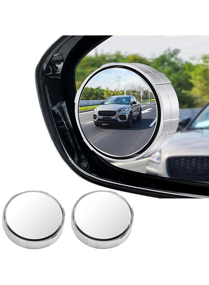 2-Piece Blind Spot Mirror Set Silver 360° Adjustable Wide-angle Suction Cup Type - Image 1