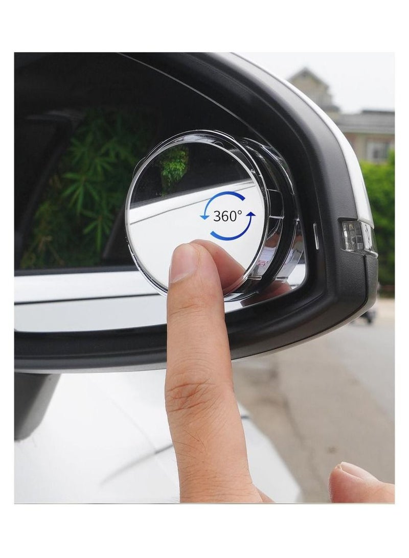 2-Piece Blind Spot Mirror Set Silver 360° Adjustable Wide-angle Suction Cup Type - Image 2