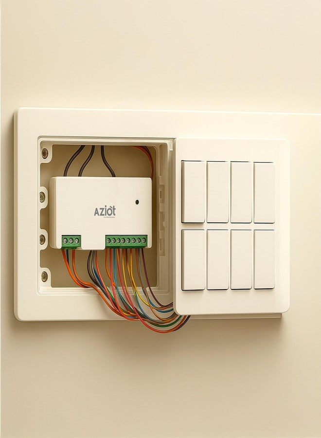 AZIOT 7 Node IO 1 Way Smart Toggle Switch,6 Normal Loads + 1 x 16A Heavy Load,WiFi + Bluetooth,Dual Power Input (Inverter & Raw),Timer Function,Voice Control with Alexa & Google,Made in India - Image 2