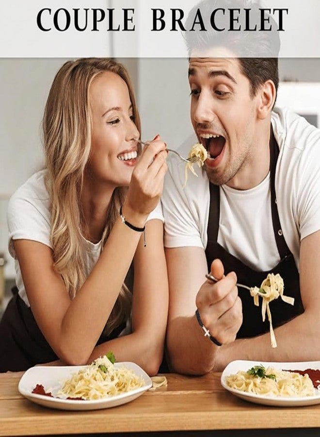 Sureio سوار الصداقة Sureio Cross القابل للتعديل حبل مضفر صليب يسوع المسيحي أساور الأزواج المتطابقة خيط محظوظ شريط BFF لسيدات ورجال وأولاد وبنات عيد الفصح والمعمودية (أسود) - Image 5