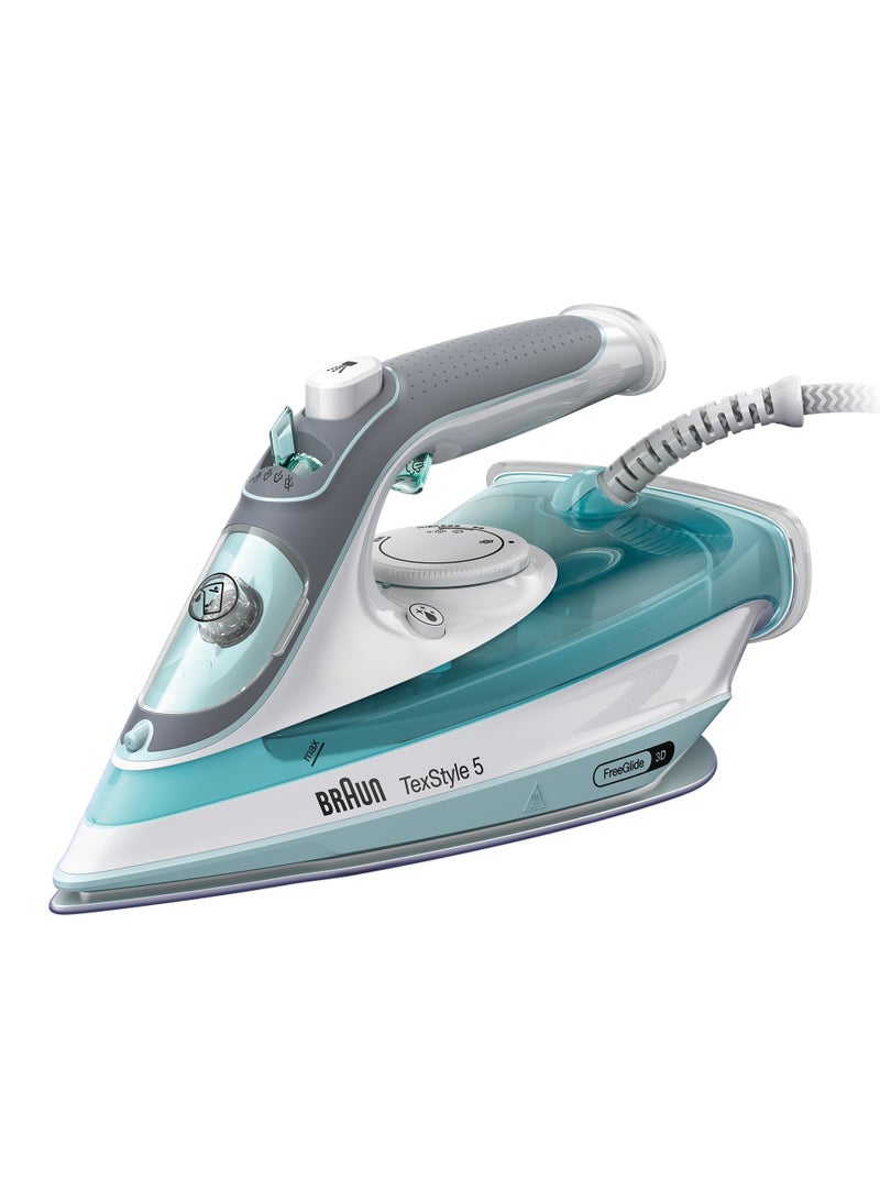براون مكواة بخار TexStyle 5، تقنية FreeGlide 3D، طلاء SuperCeramic، طرف دقيق، مقاومة للتنقيط، سعة المياه - Image 1