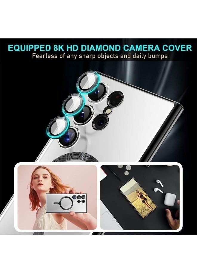 جراب سامسونج جالاكسي إس 24 ألترا مع واقي عدسة الكاميرا، جراب واقٍ متوافق مع الشحن اللاسلكي، مقاوم للخدوش والصدمات، مطلي بالكهرباء، مناسب للرجال والنساء. - Image 2