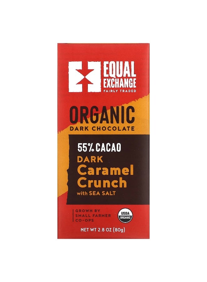 Equal Exchange تبادل متساوي، شوكولاتة داكنة عضوية، كراميل مقرمش مع ملح البحر، 55% كاكاو، 2.8 أونصة (80 جرام) - Image 1