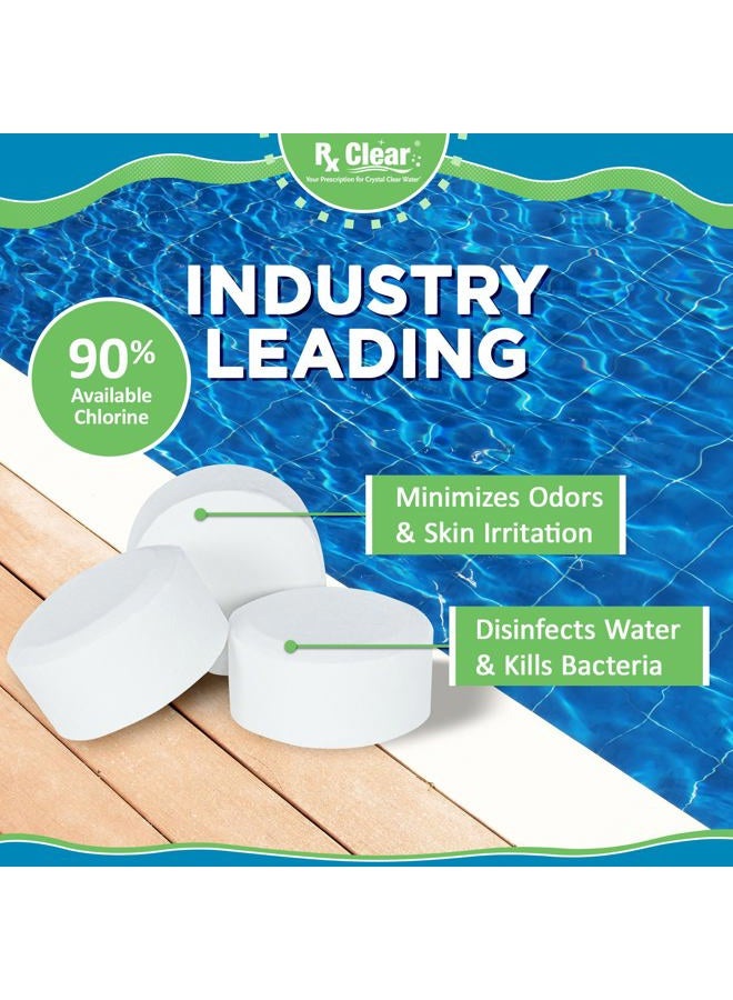 Rx Clear 1" Inch Chlorine Tabs | 8 Pounds | Use Tablets as Bactericide, Algaecide, & Disinfectant in Swimming Pools | Stabilized, Long Lasting, Slow Dissolving, & UV Protected - Image 4