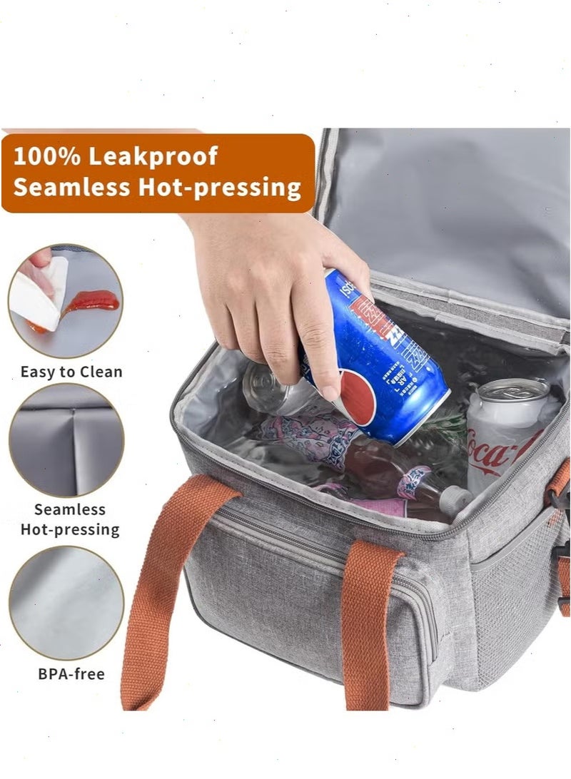 Yoawllty Waterproof Lunch Box Bag, Tiffin Bag-Lightweight Large, Insulated Oxford Cloth Fresh-keeping Bag for Office, School and Picnic (Grey) - Image 3