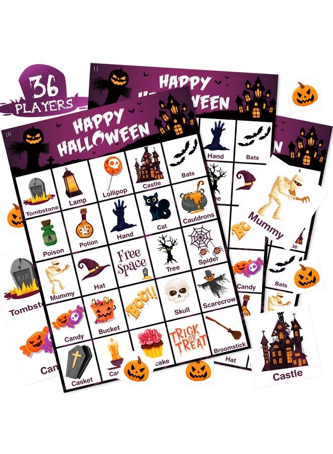 V-Opitos Halloween Bingo Game Card For Kids/Adults, 36 Players - Halloween Game For Family/School Classroom/Large Group, Halloween Party Favor For Toddler Boy/Girl - Image 1