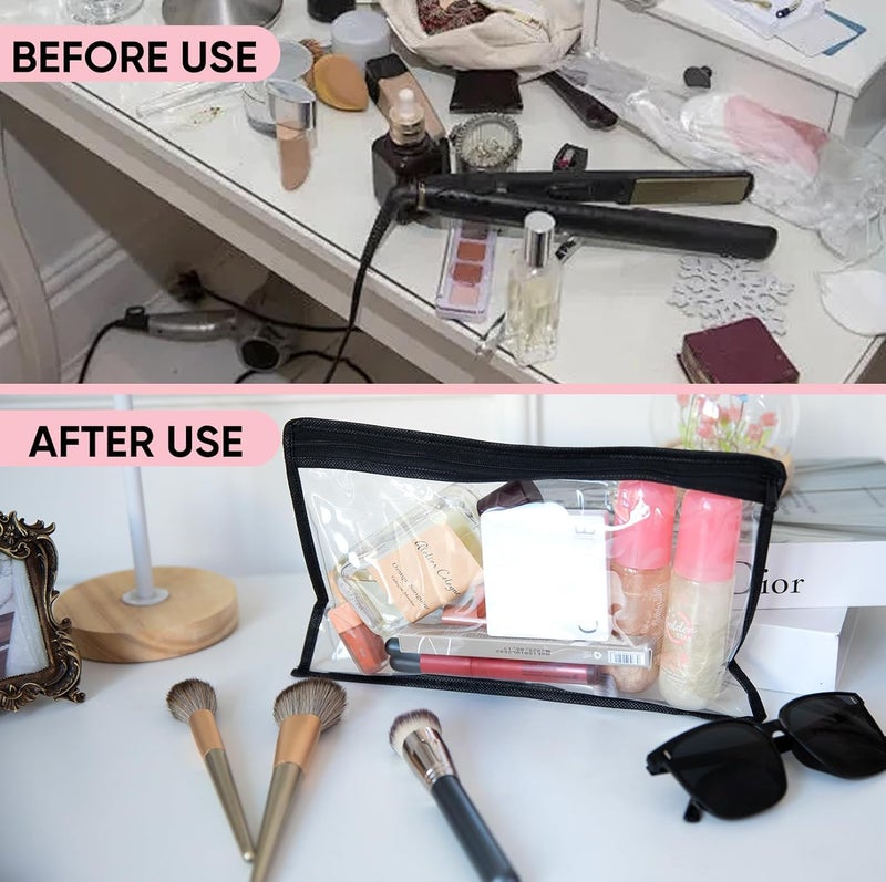 INSIME حقيبة بلاستيكية صغيرة من INSIME مع سحاب - حقائب شفافة للأدوات المكتبية والمجوهرات ومستحضرات التجميل | حقيبة شفافة مع سحاب حقائب شفافة للمجوهرات - Image 5
