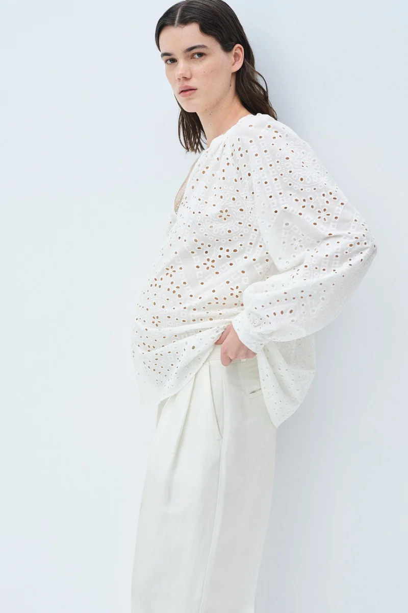 H&M MAMA Before &amp; After Broderie anglaise blouse