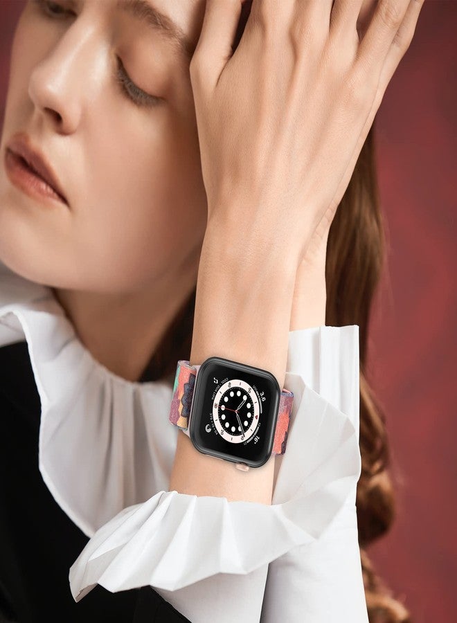 مجموعة من 4 أساور مطاطية مرنة من Delidigi متوافقة مع ساعات Apple Watch بمقاسات 38 مم، 40 مم، 41 مم، 42 مم، 44 مم، و45 مم، للرجال والنساء. أحزمة رياضية مرنة قابلة للتعديل مصنوعة من النايلون لساعات iWatch Series 8، 7، 6، 5، 4، 3، 2، 1، وSE. - Image 2