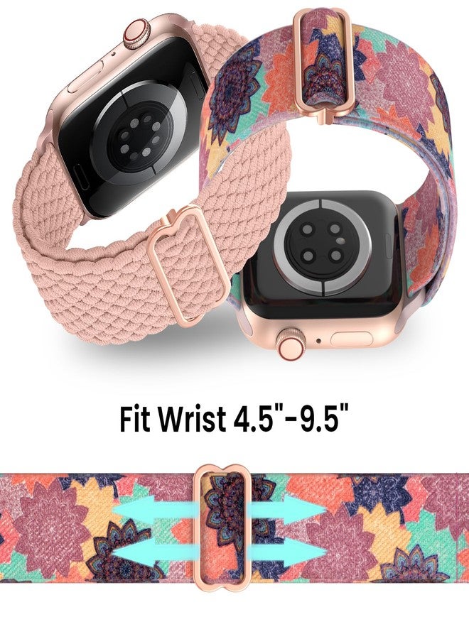 مجموعة من 4 أساور مطاطية مرنة من Delidigi متوافقة مع ساعات Apple Watch بمقاسات 38 مم، 40 مم، 41 مم، 42 مم، 44 مم، و45 مم، للرجال والنساء. أحزمة رياضية مرنة قابلة للتعديل مصنوعة من النايلون لساعات iWatch Series 8، 7، 6، 5، 4، 3، 2، 1، وSE. - Image 5